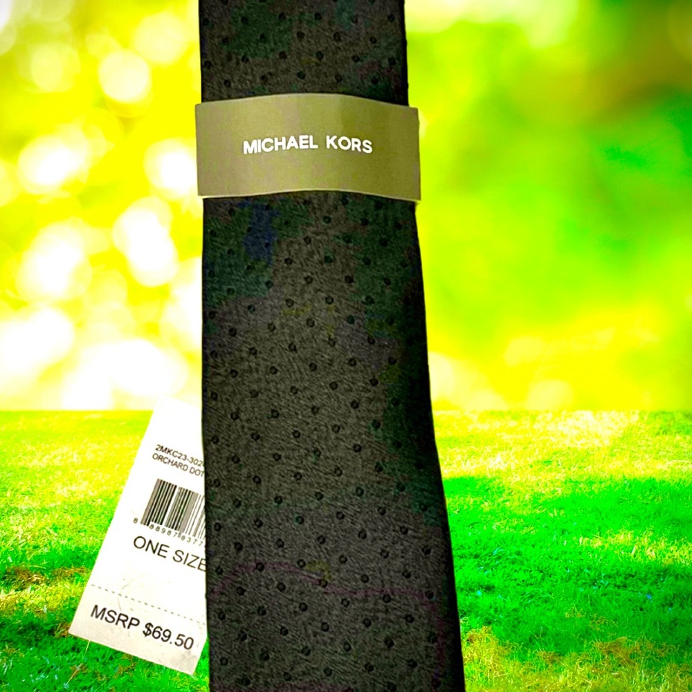 NWT Men’s Silk Tie Michael Kors OrchardDot Black Necktie FATHER’S DAY Retail $69